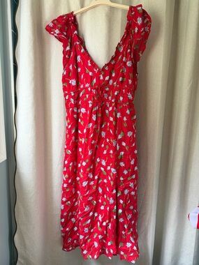J. Crew Red floral dress summer 2025